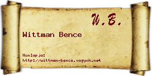 Wittman Bence névjegykártya